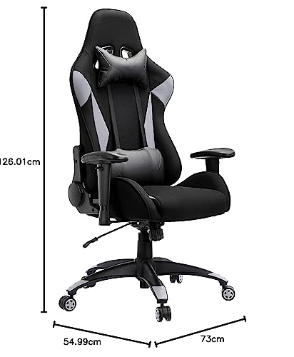 Amazon Basics Racing sedia gaming grigia in tessuto traspirante reclinabile