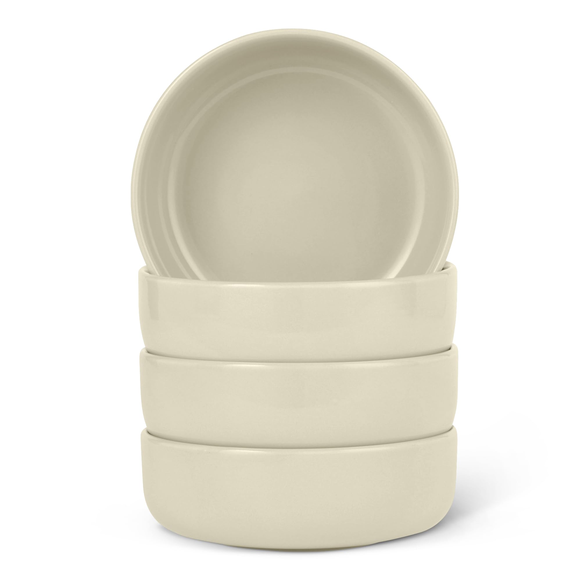 Amazon Basics Set Ciotole Gres Smaltato 14 cm 4 Pezzi Avorio Microonde