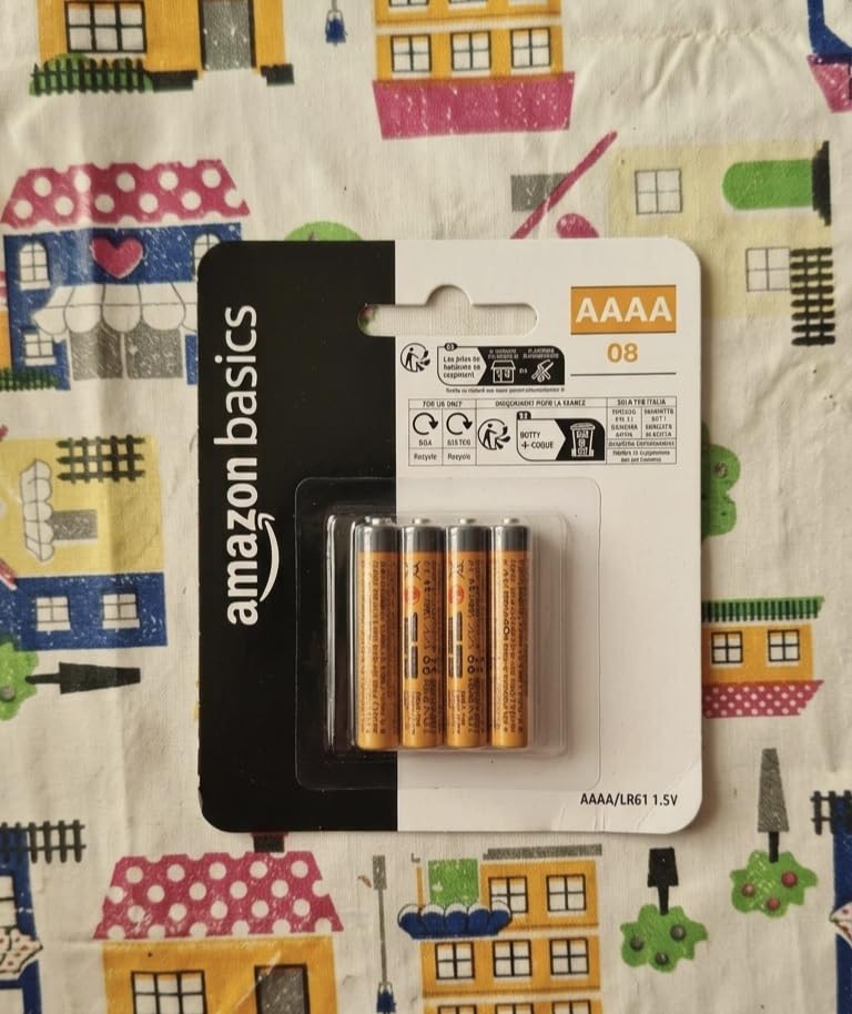 Amazon Basics Batterie Alcaline AAAA 1,5V 8 Pezzi Lunga Durata