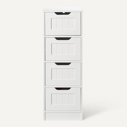 AmazonBasics Mobile Bagno 4 Cassetti Bianco MDF 30x30x82