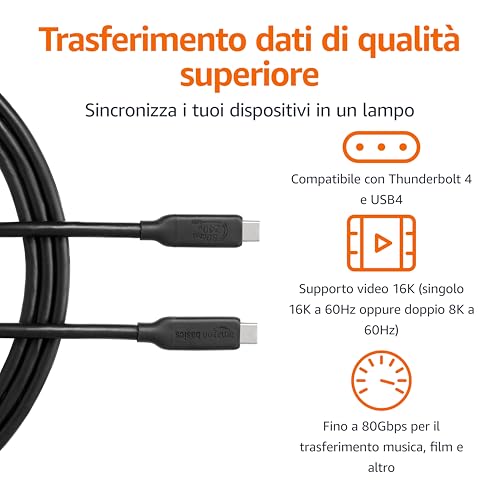 Amazon Basics cavo USB4 USB-C 1,5m 240W 80Gbps