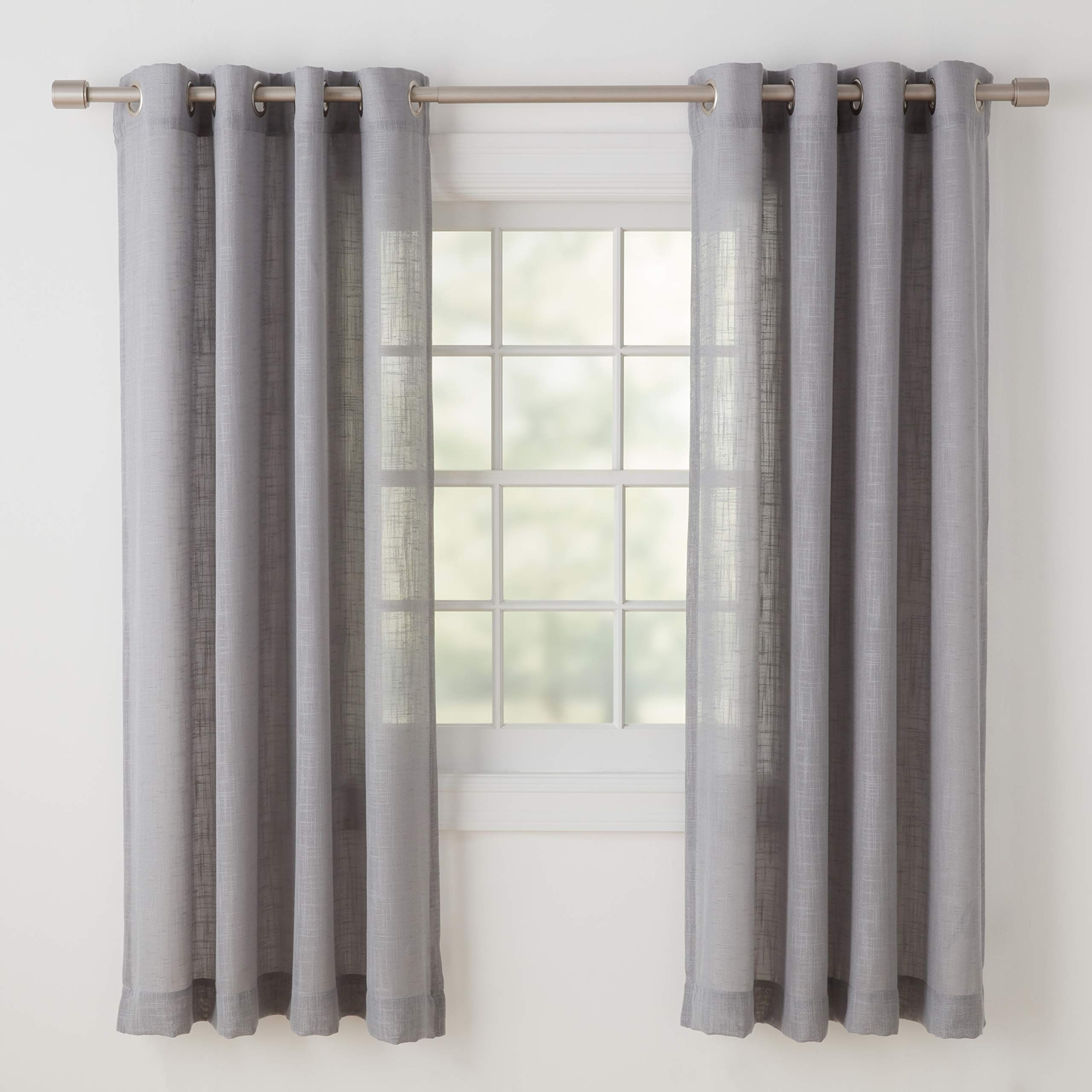AmazonBasics Sheer Classic tenda trasparente 2 pz grigio scuro 50x63 occhielli