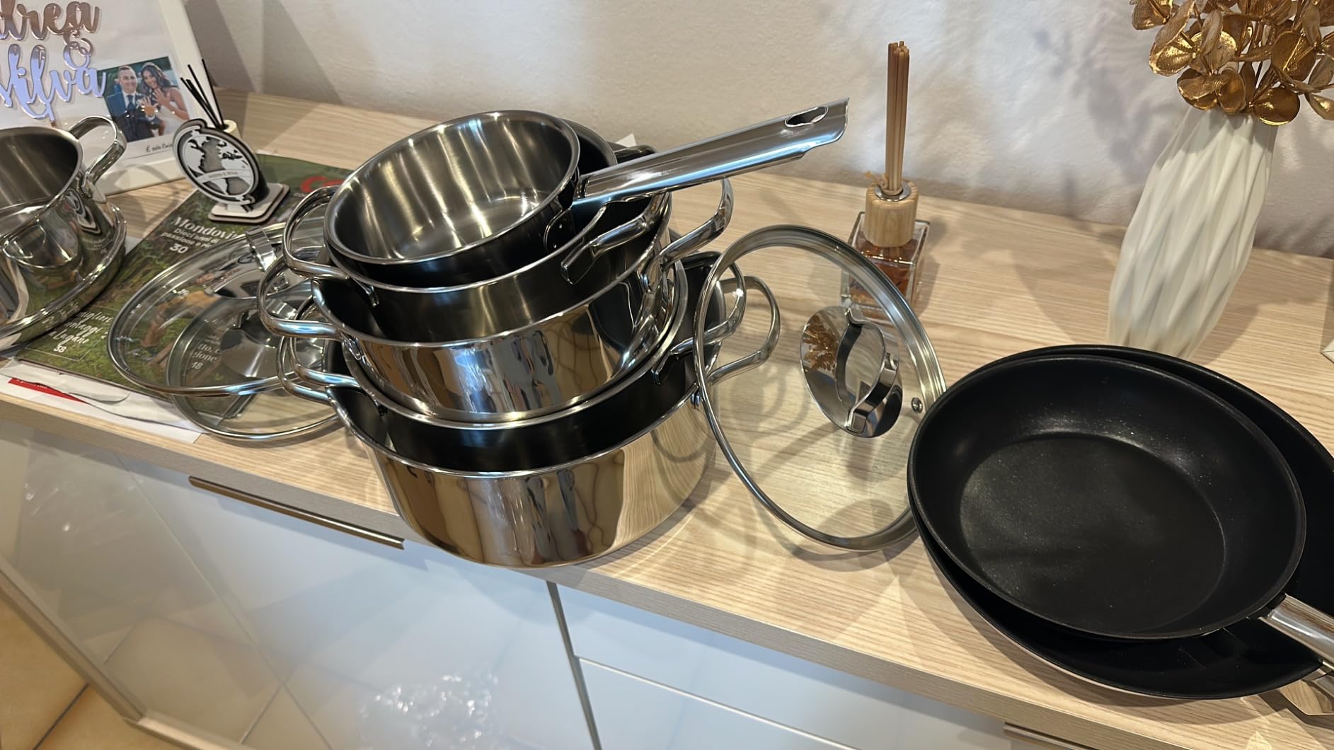 AmazonBasics Set Pentole Inox 5 Pezzi Induzione