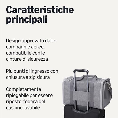 Amazon Basics Trasportino Borsa Gatti Cani Grigio