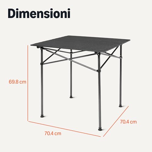Amazon Basics Tavolo campeggio alto 70 cm nero