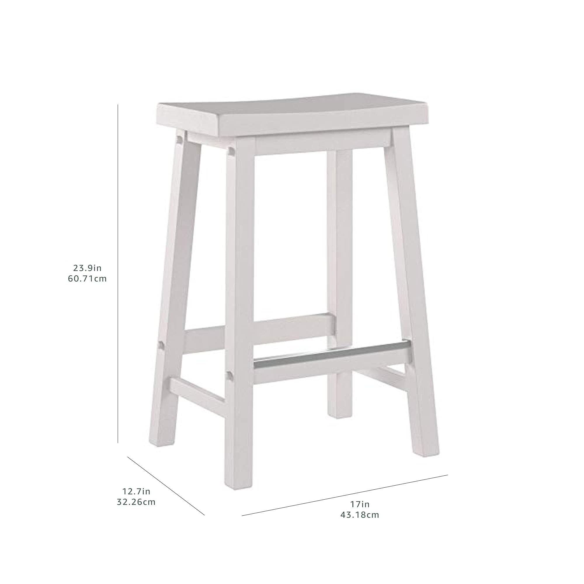 AmazonBasics Set 2 Sgabelli Bancone Legno Bianchi 61 cm