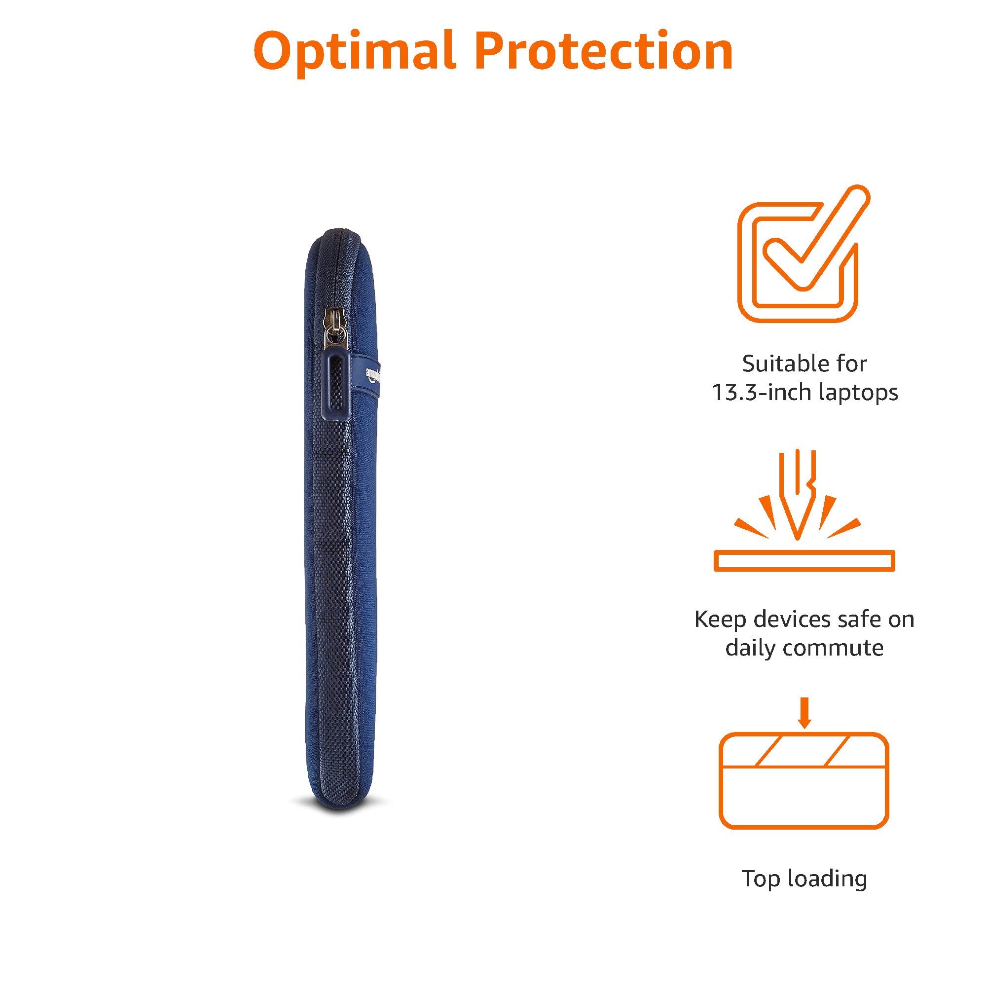 Amazon Basics Custodia Laptop 13,3 Pollici Blu Navy Sottile