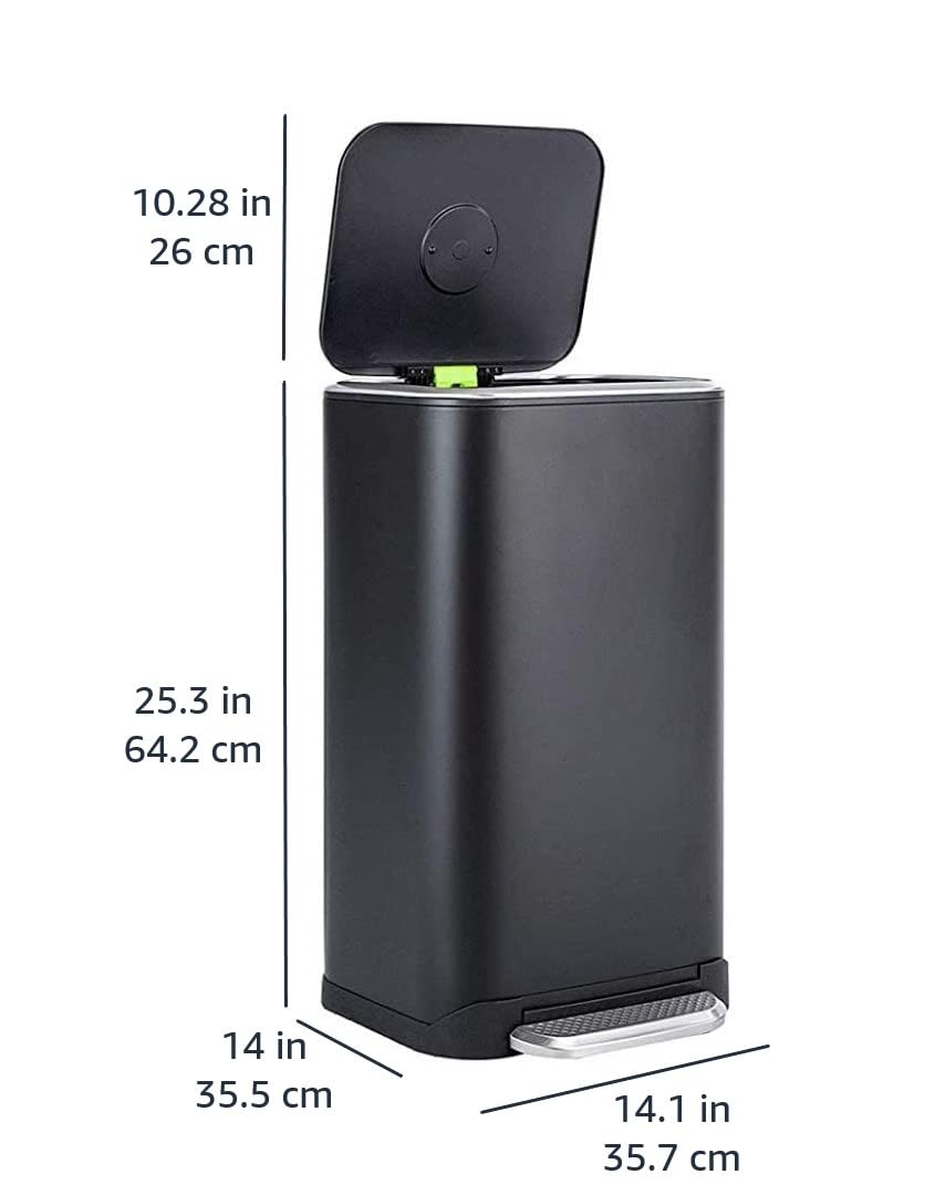 Amazon Basics Pattumiera a Pedale 32 L Nera Chiusura Morbida
