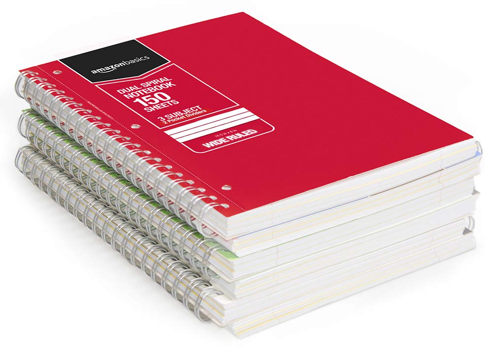 Amazon Basics Quaderni a Righe Larghe 3 Soggetti 6 Pezzi