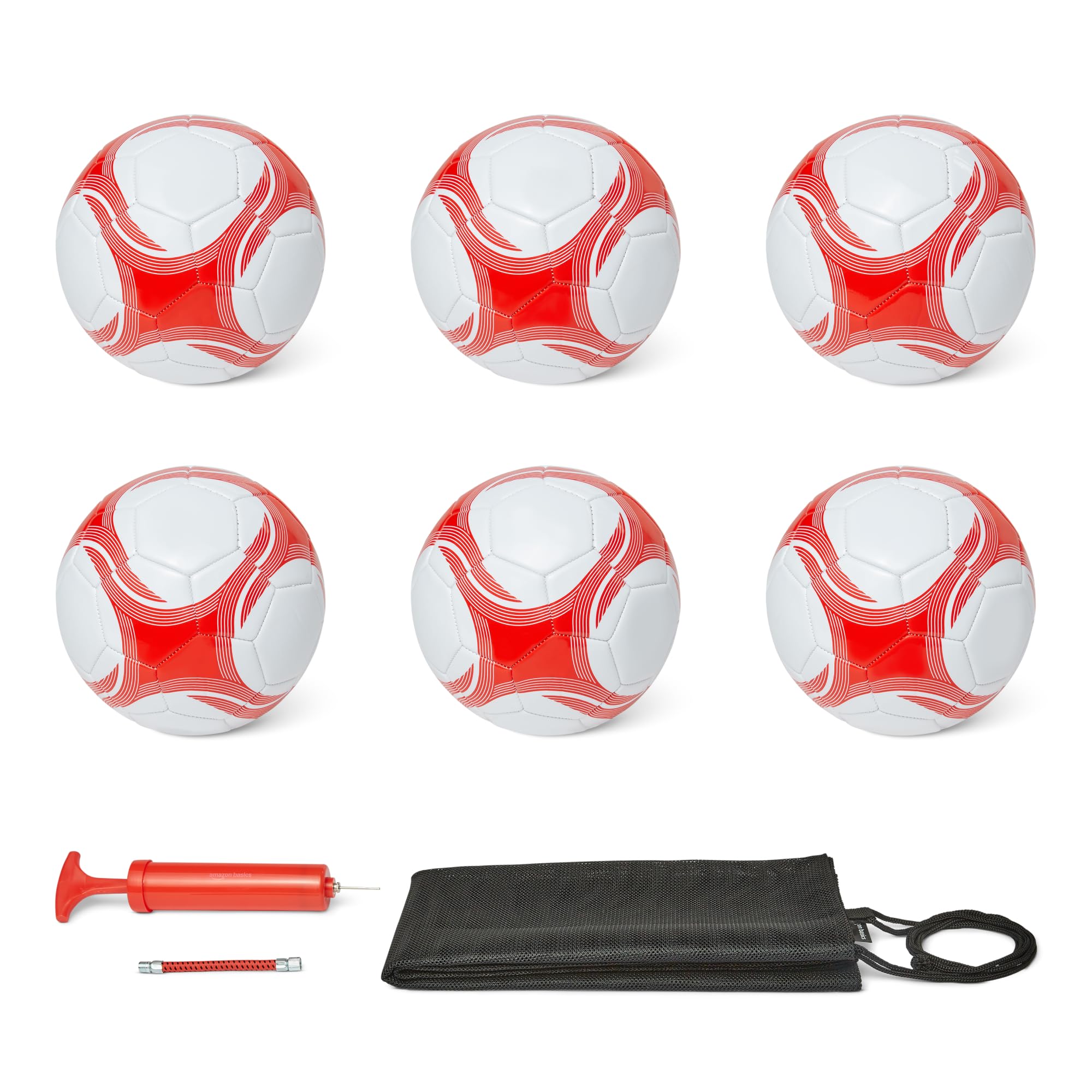 AmazonBasics Pallone Calcio Misura 4 con Pompa Bianco Rosso