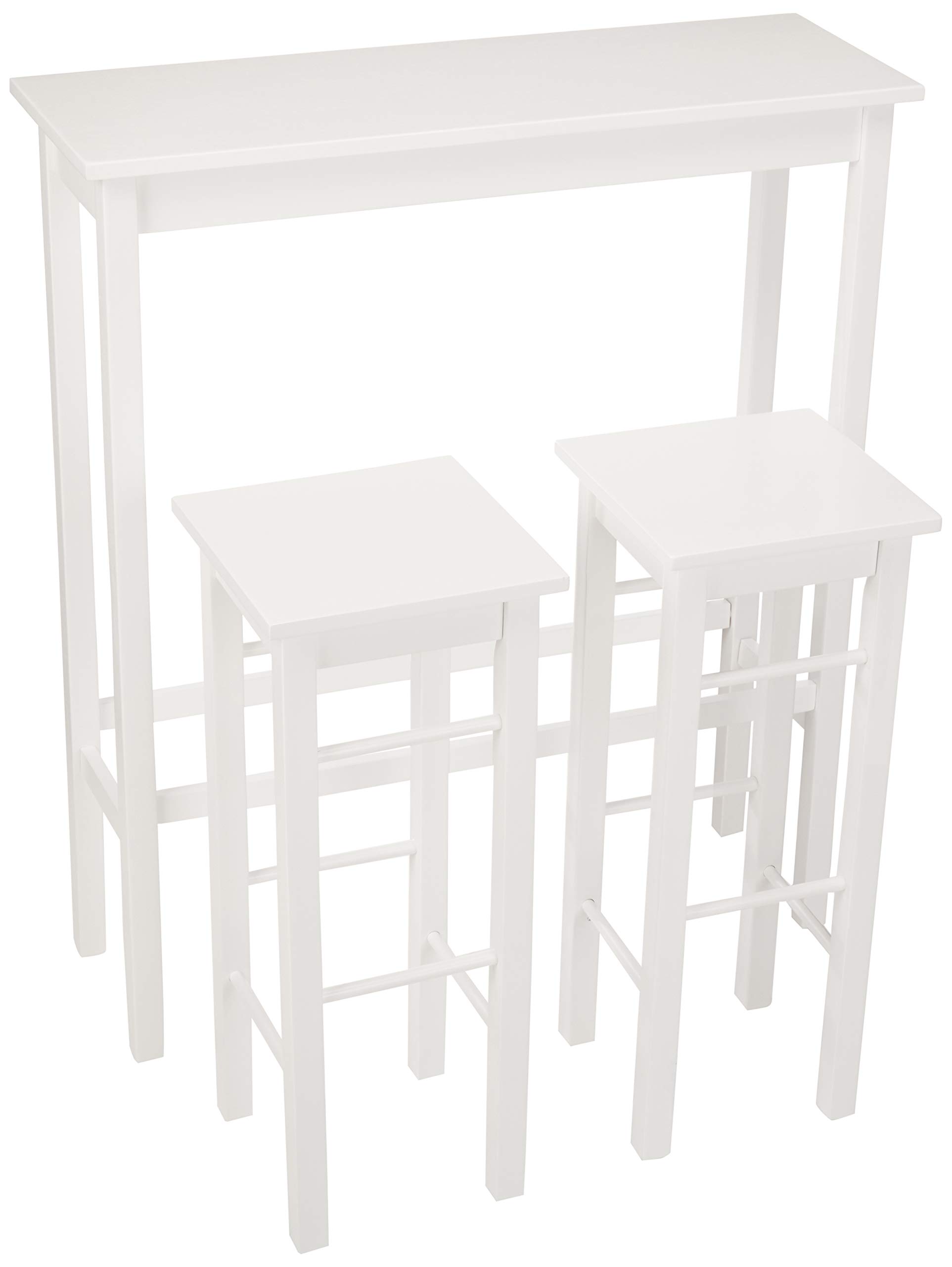 Amazon Basics Set Bistrot Tavolo+2 Sgabelli Bianco Salvaspazio