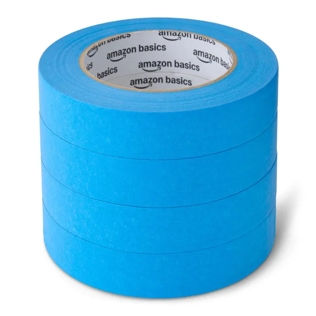 Amazon Basics Nastro Pittura Blu 2,3cmx55m 4 Rotoli UV
