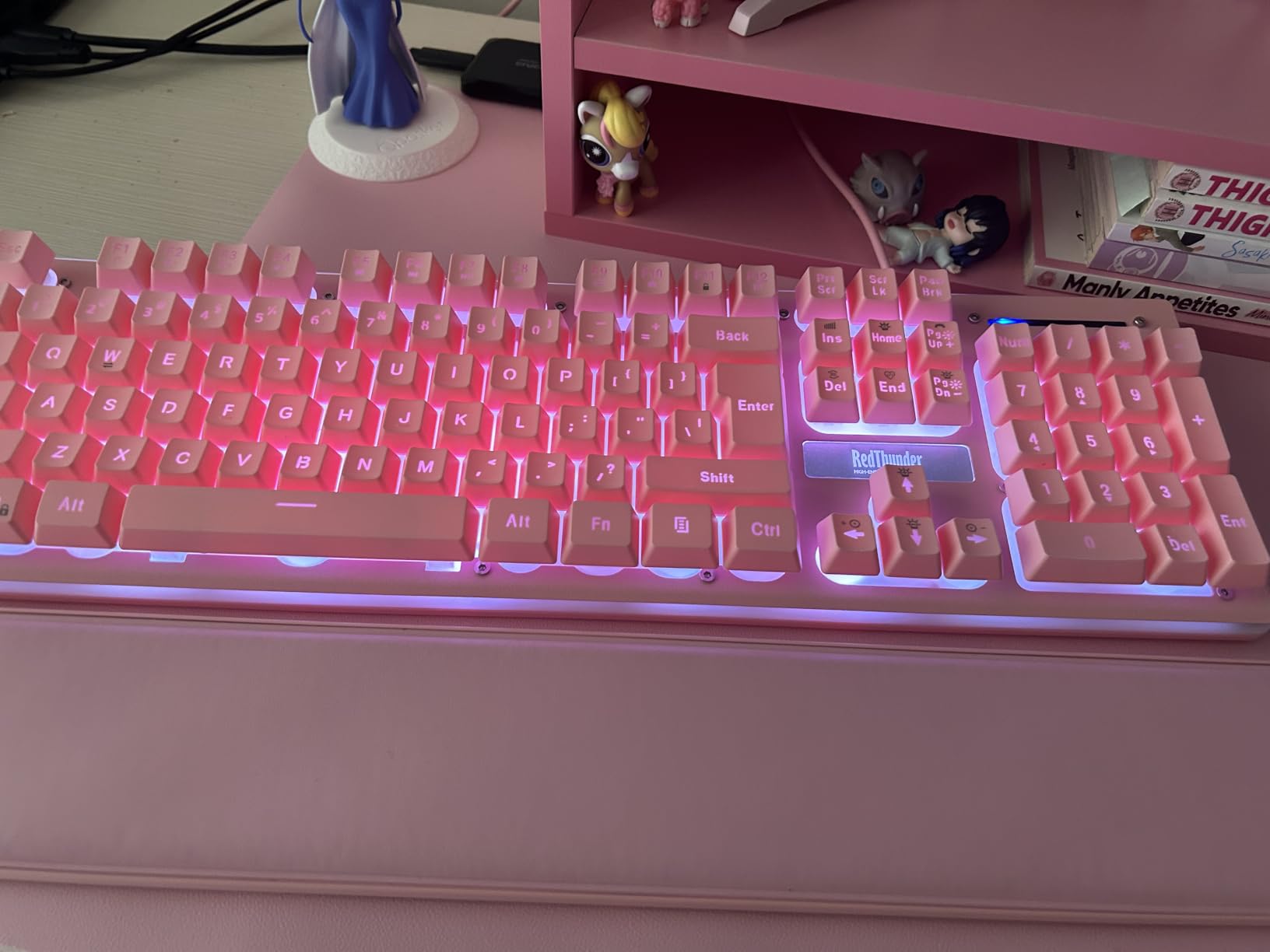 RedThunder K10 Combo Tastiera Mouse Gaming RGB Rosa