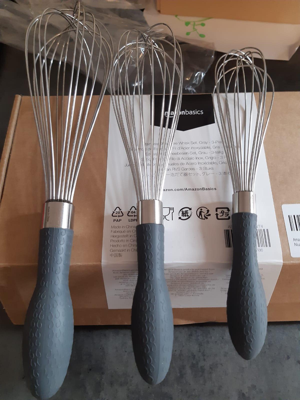 Amazon Basics Set 3 Fruste a Filo Acciaio Inox Grigio balloon