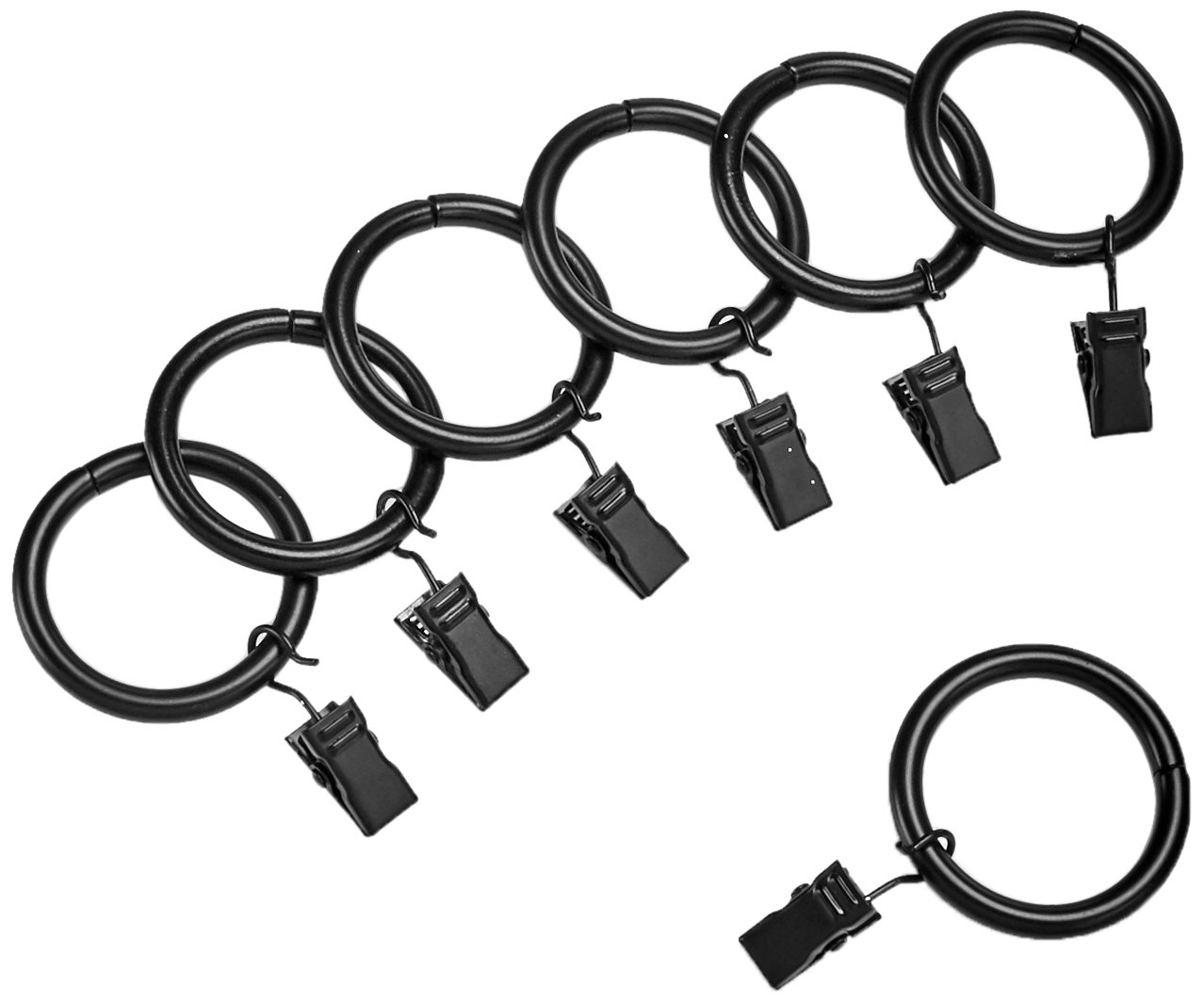 AmazonBasics Anelli Tenda con Clip 25 mm Nero 7 Pezzi