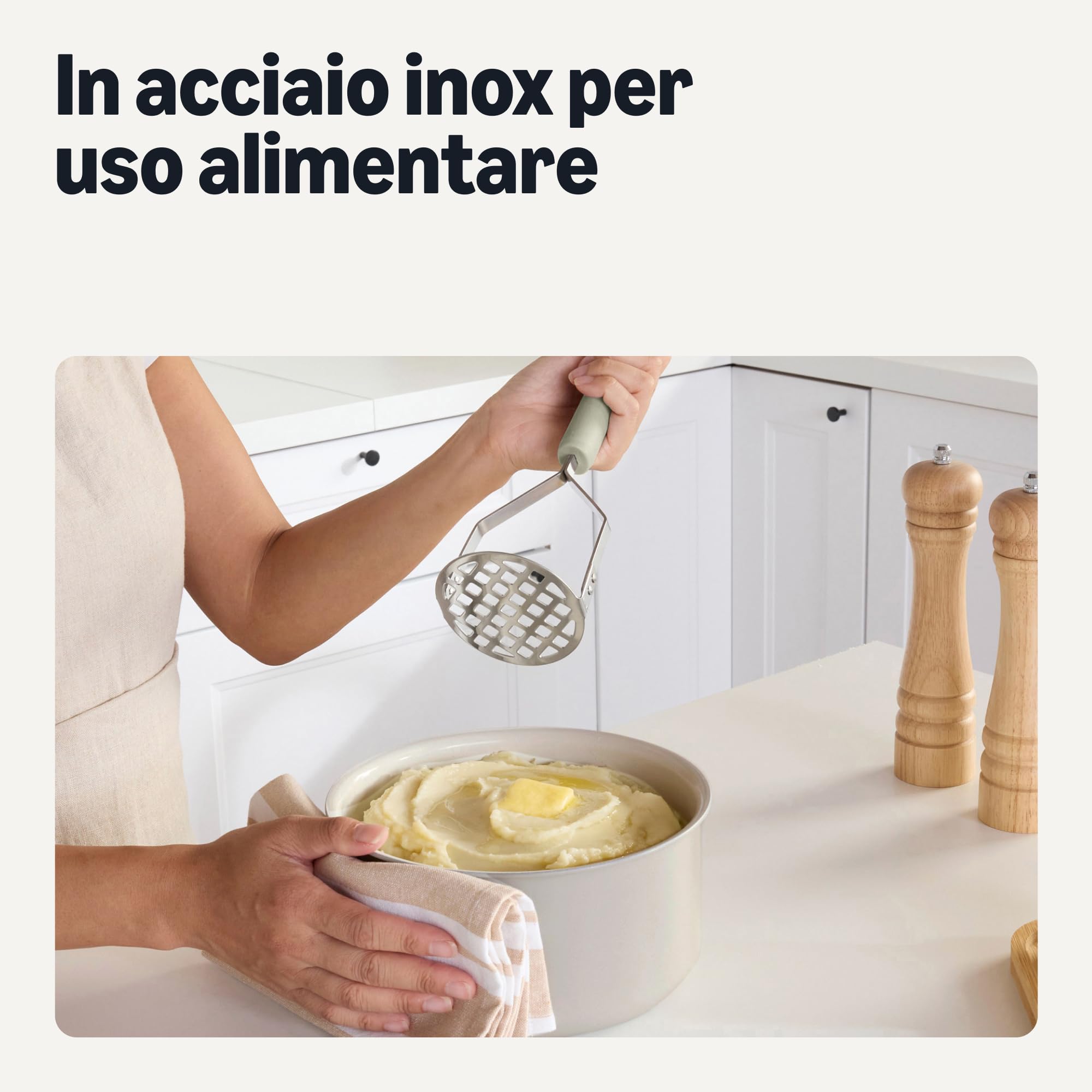 Amazon Basics Schiacciapatate Acciaio Inox Set 2 Pezzi