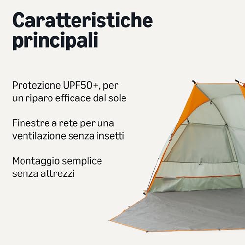 Amazon Basics tenda parasole campeggio grigio arancio 2-3 posti