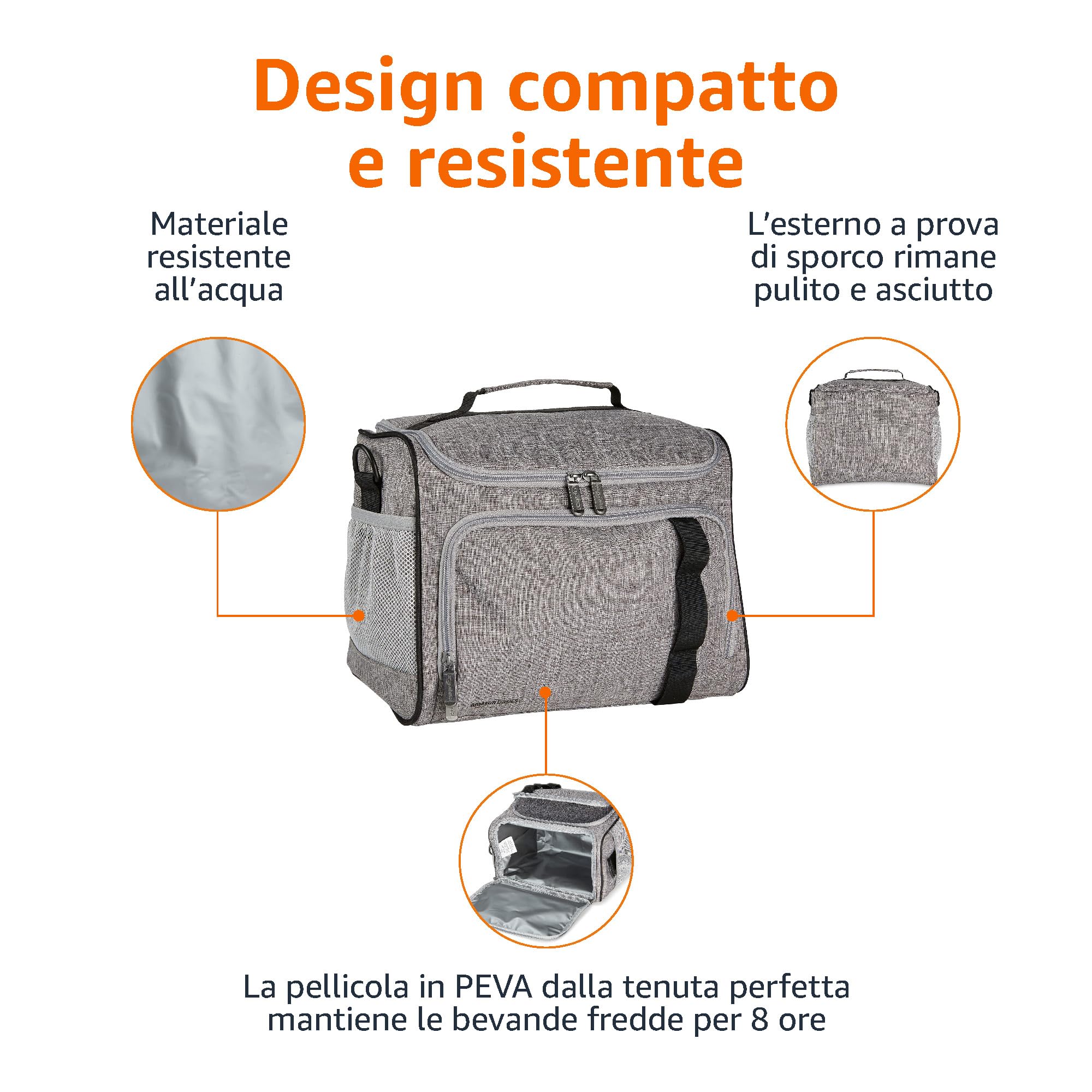 AmazonBasics Borsa Termica 12 L 24 Lattine Tracolla Impermeabile