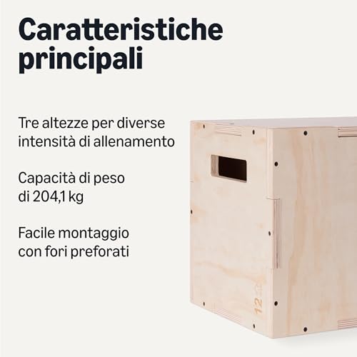 Amazon Basics Jump Box Pliometrico Legno 3 Altezze 204 kg