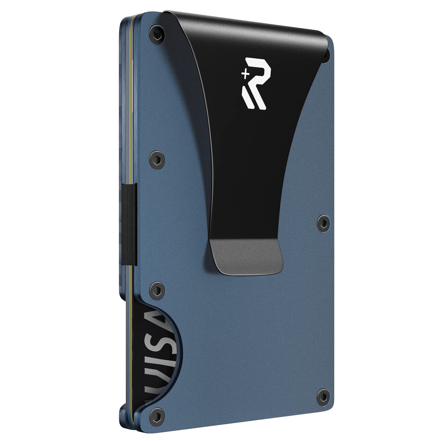 RealPlus Porta Carte Minimalista RFID Alluminio Blu 15 Carte