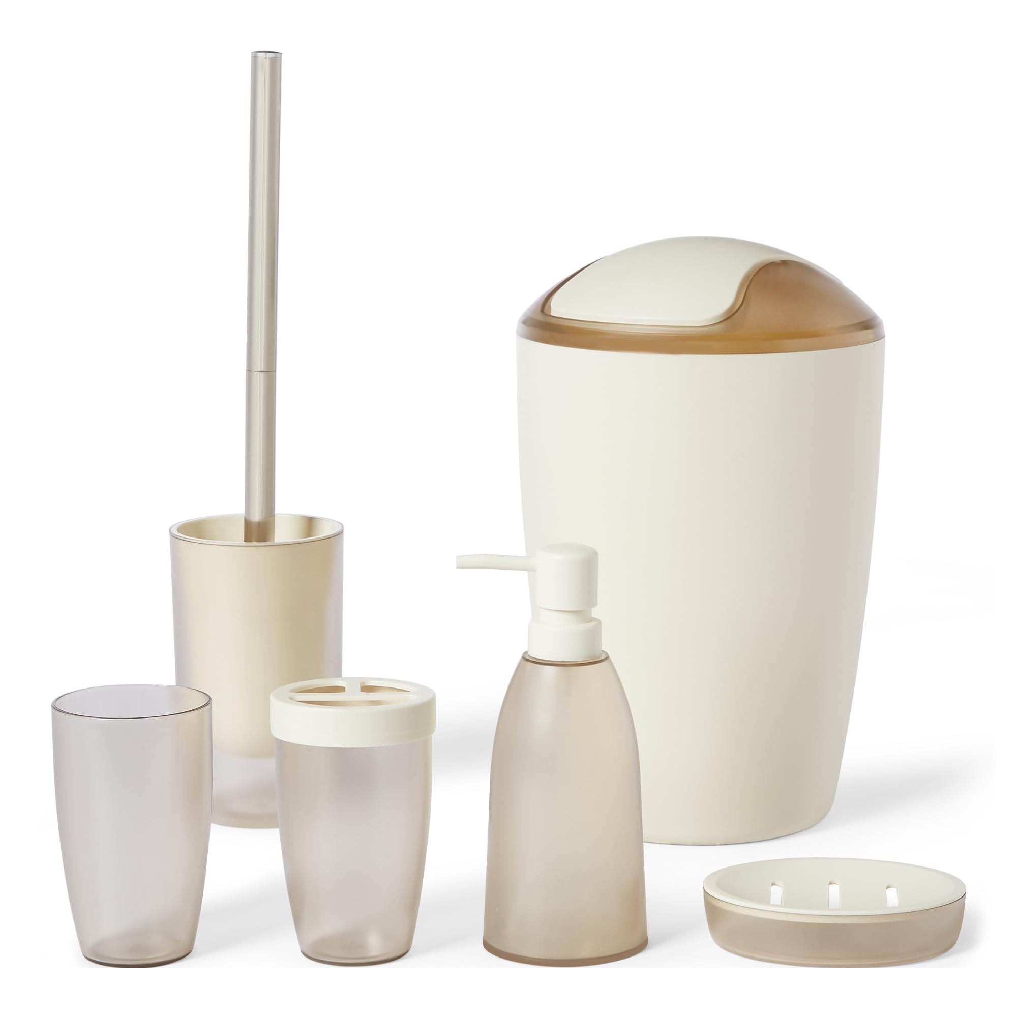 AmazonBasics Set Accessori Bagno 6 Pezzi Grigio Plastica