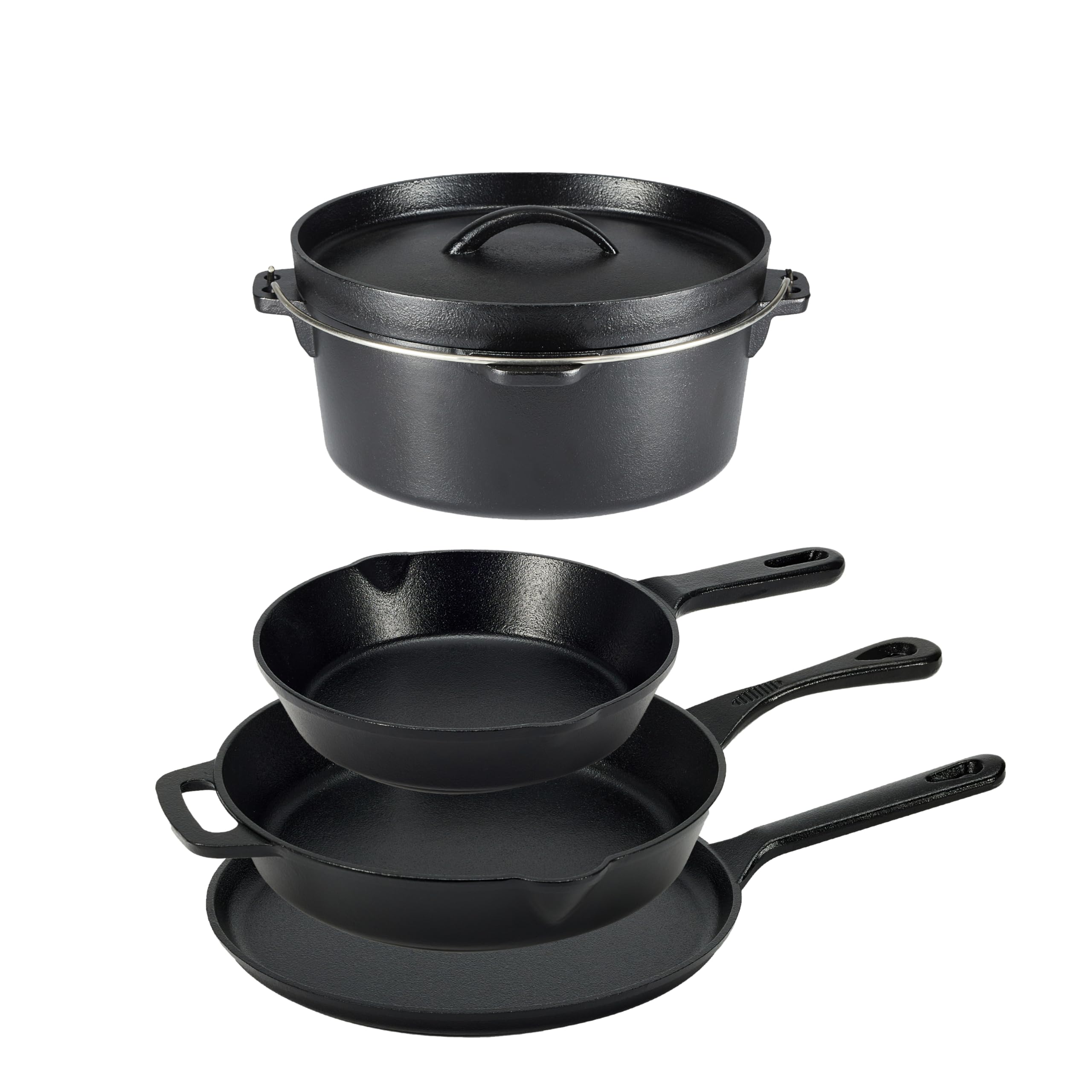 AmazonBasics Batteria Cucina Ghisa 5 Pezzi Nera
