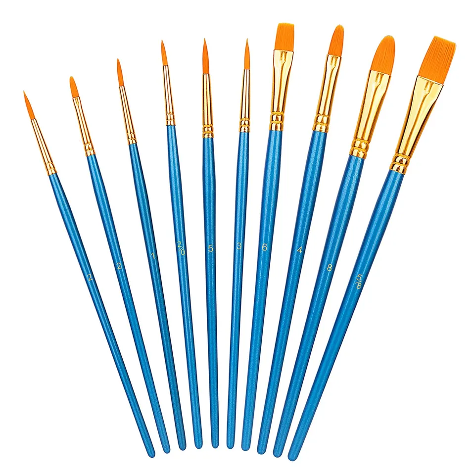 AmazonBasics Set 10 Pennelli Pittura Blu Acrilico