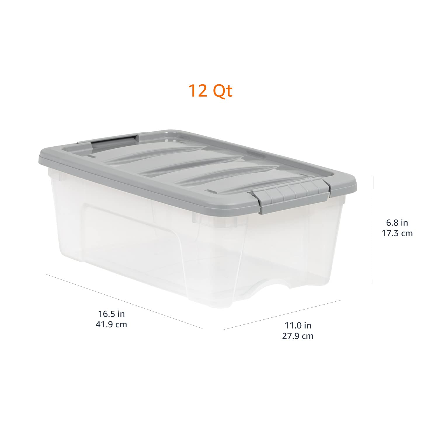 AmazonBasics Contenitori Plastica 12 L x6 Trasparenti Impilabili