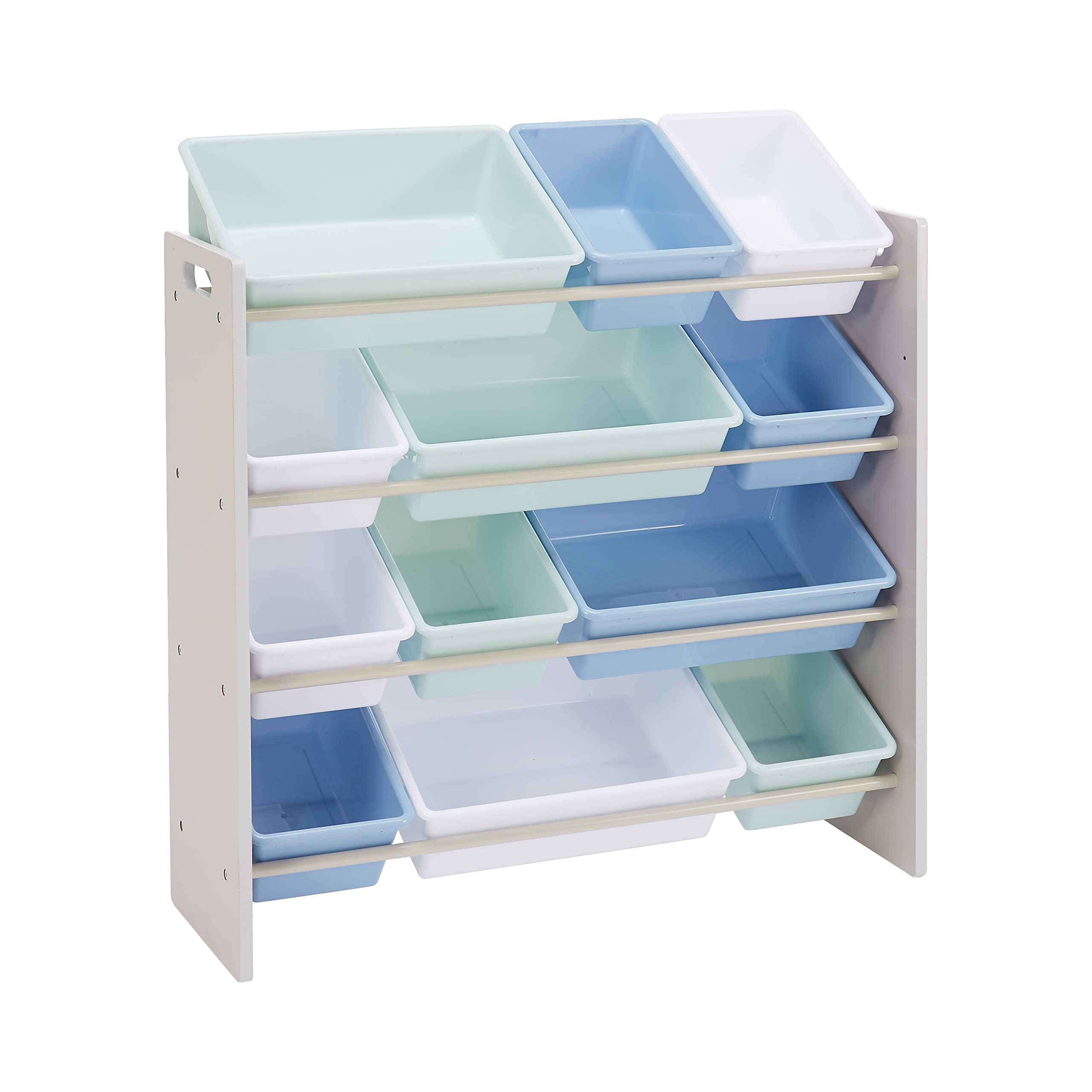 Amazon Basics Organizer Giocattoli 12 Contenitori Bianco Rosa Legno