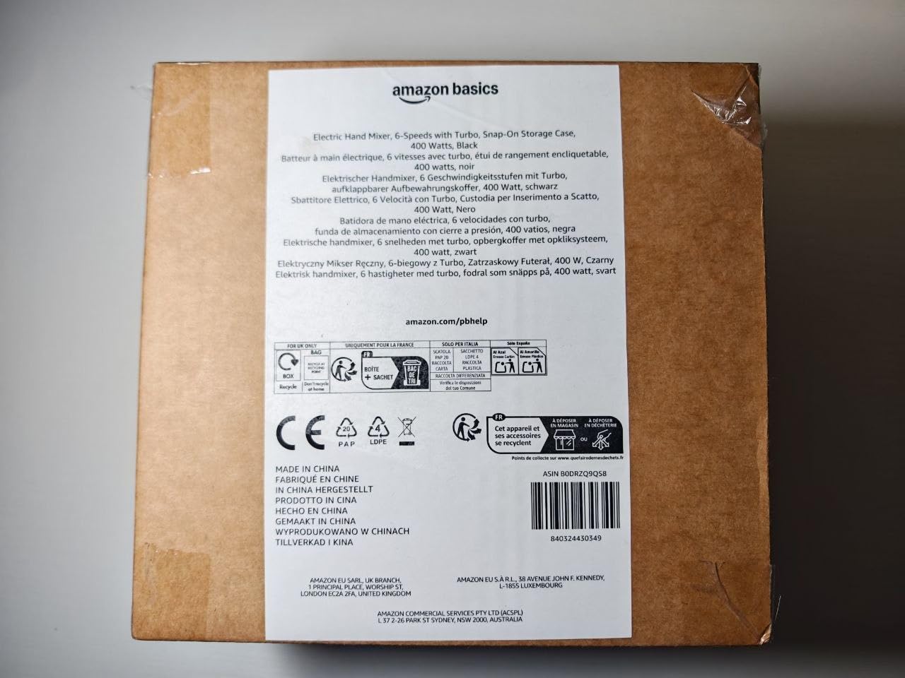 Amazon Basics Mixer Manuale Elettrico 400W 6 Velocità Nero