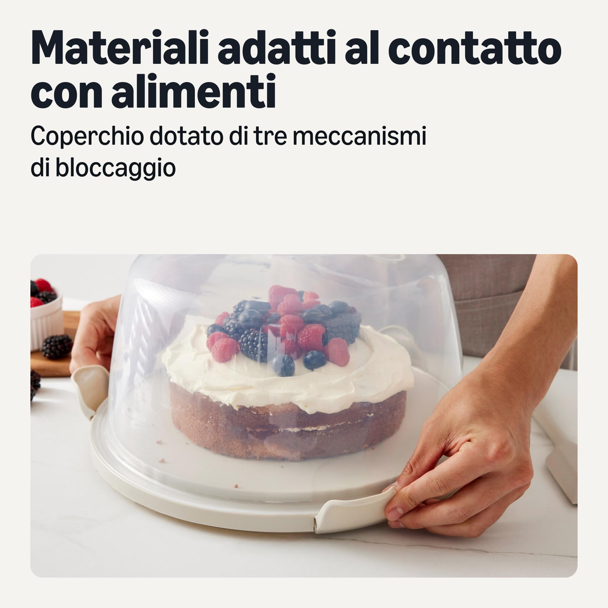 Amazon Basics Portatorta Rotondo 30 cm con Manico Senza BPA