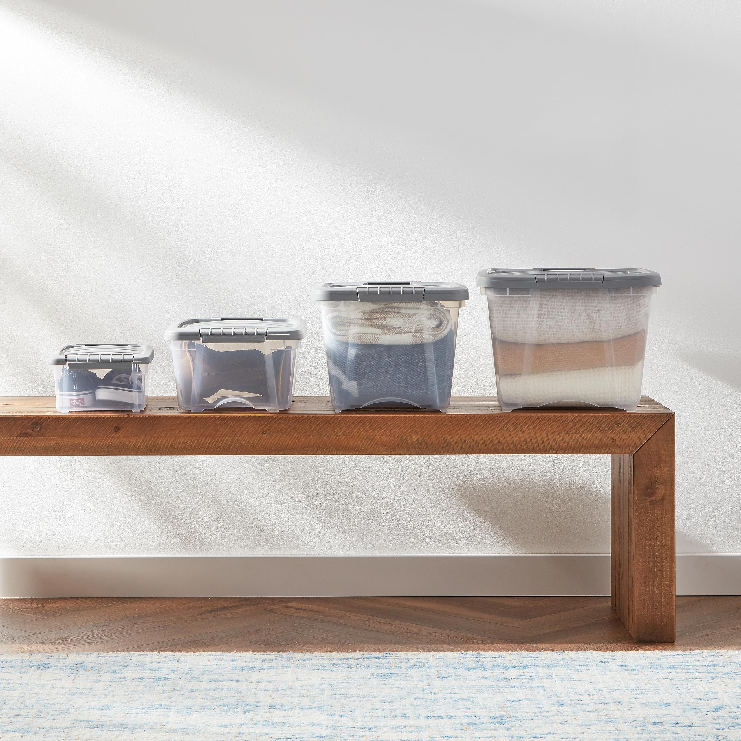 AmazonBasics Bidoni Impilabili 5 Litri Contenitori Trasparenti 10 Pezzi