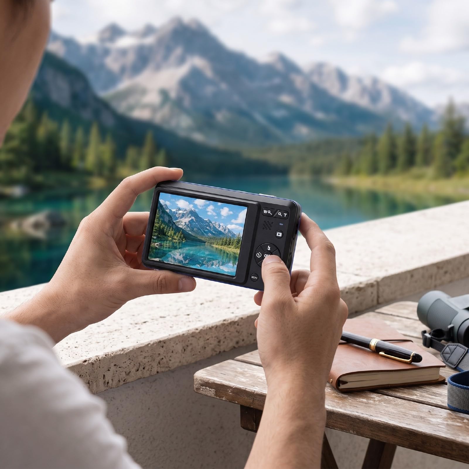 Elprico Fotocamera Digitale 4K 64MP Blu Zoom 16x