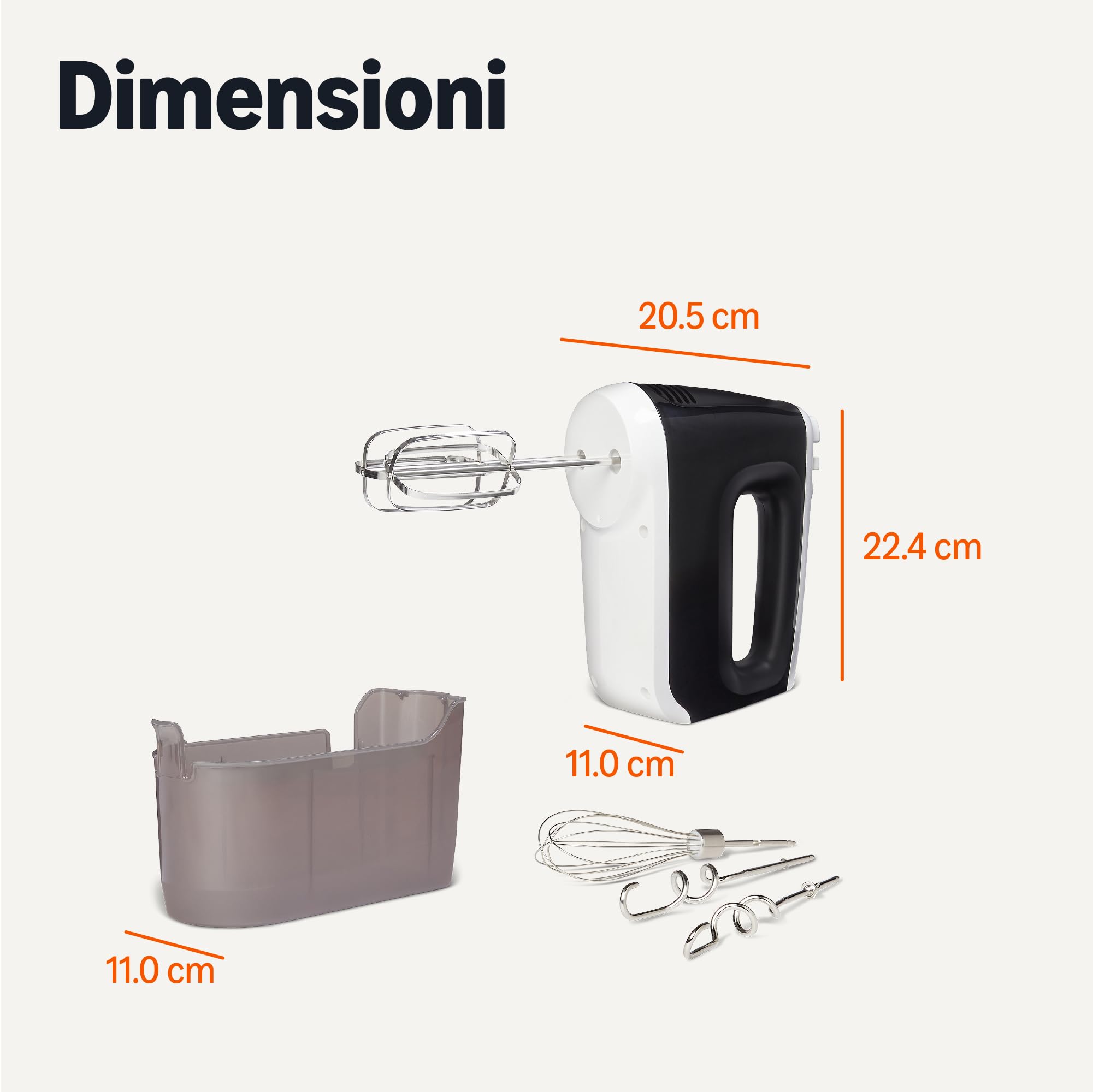 Amazon Basics Mixer Manuale Elettrico 400W 6 Velocità Nero