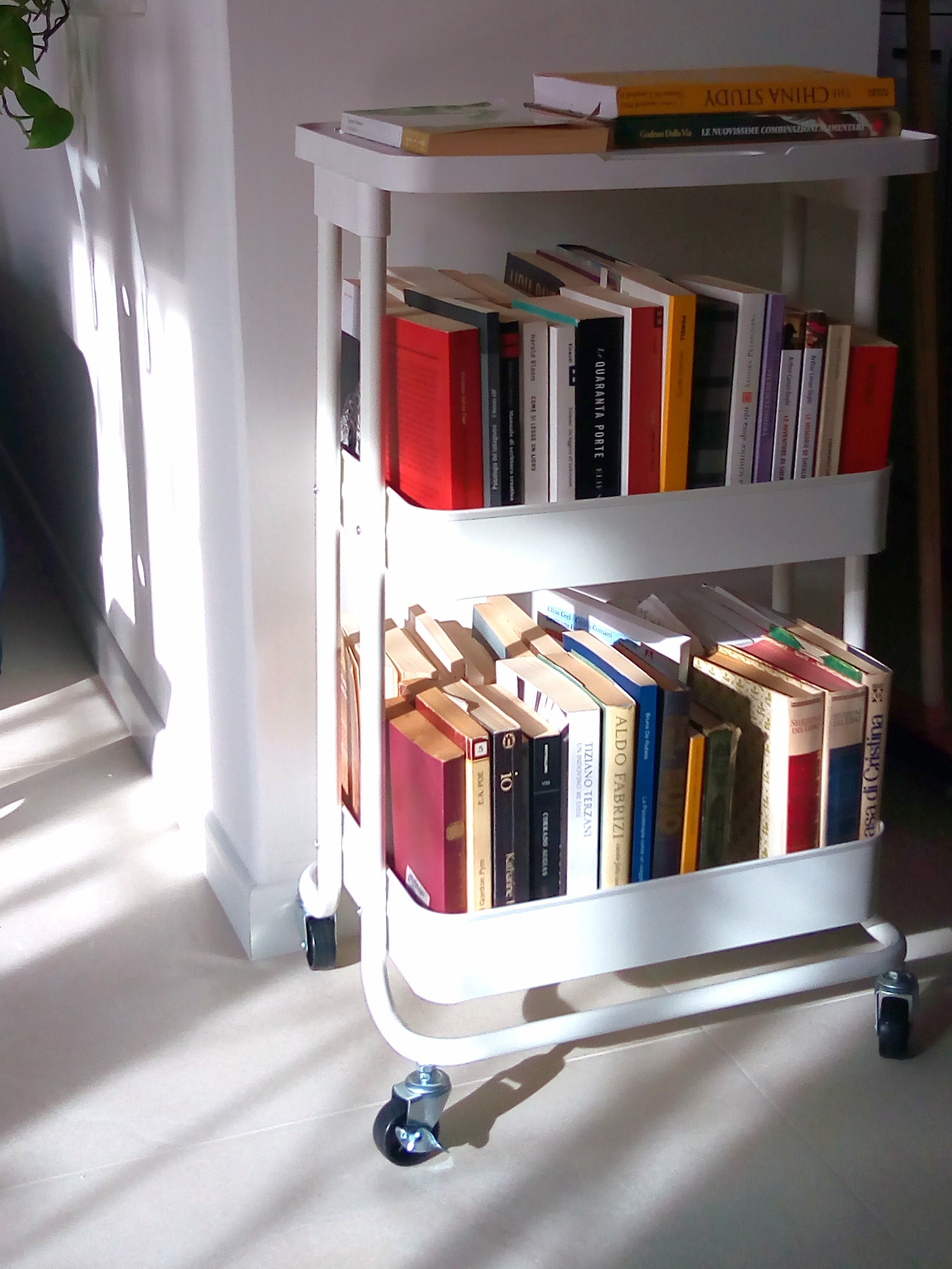 AmazonBasics Carrello Cucina Metallo 2 Cesti Bianco con Ruote