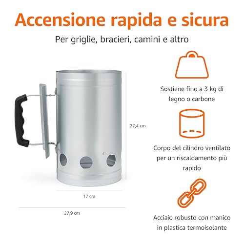 AmazonBasics Ciminiera di Accensione Carbone Barbecue 3 kg