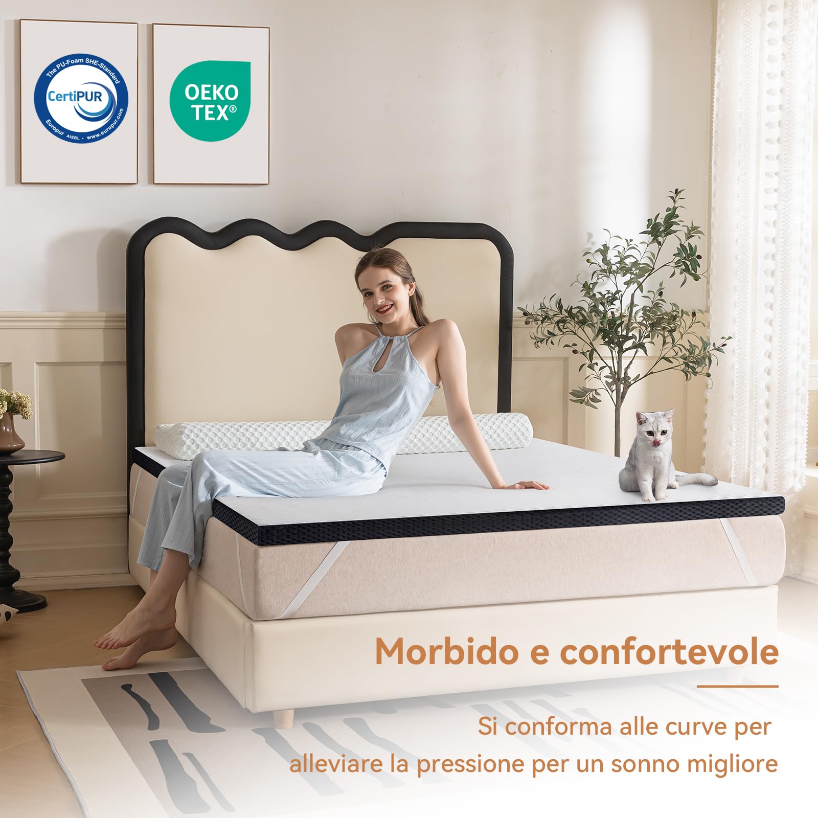 AmazonBasics Topper 135x190 Coprimaterasso Memory Foam 4 cm 7 zone