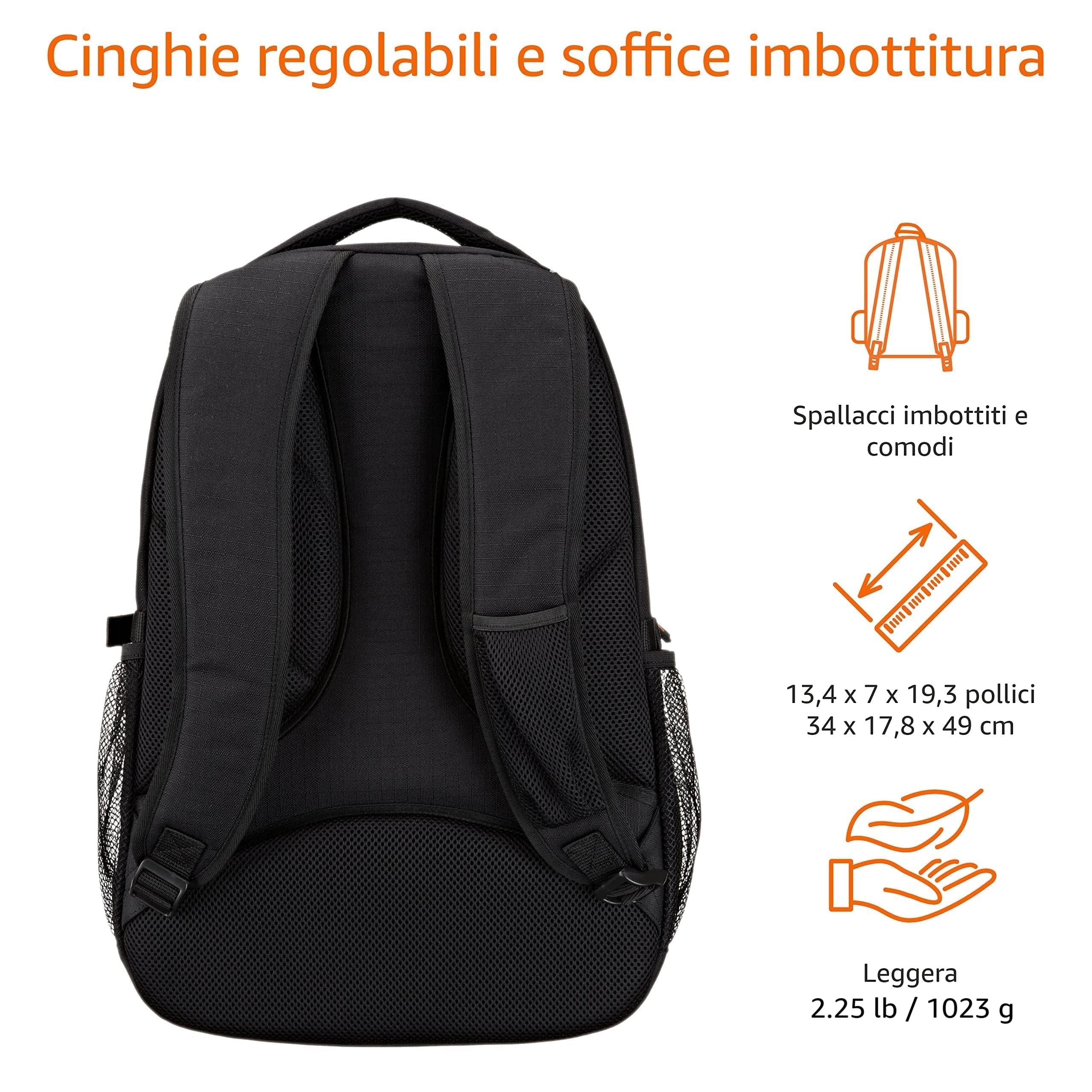 AmazonBasics Zaino per Laptop 17 Pollici Nero Imbottito