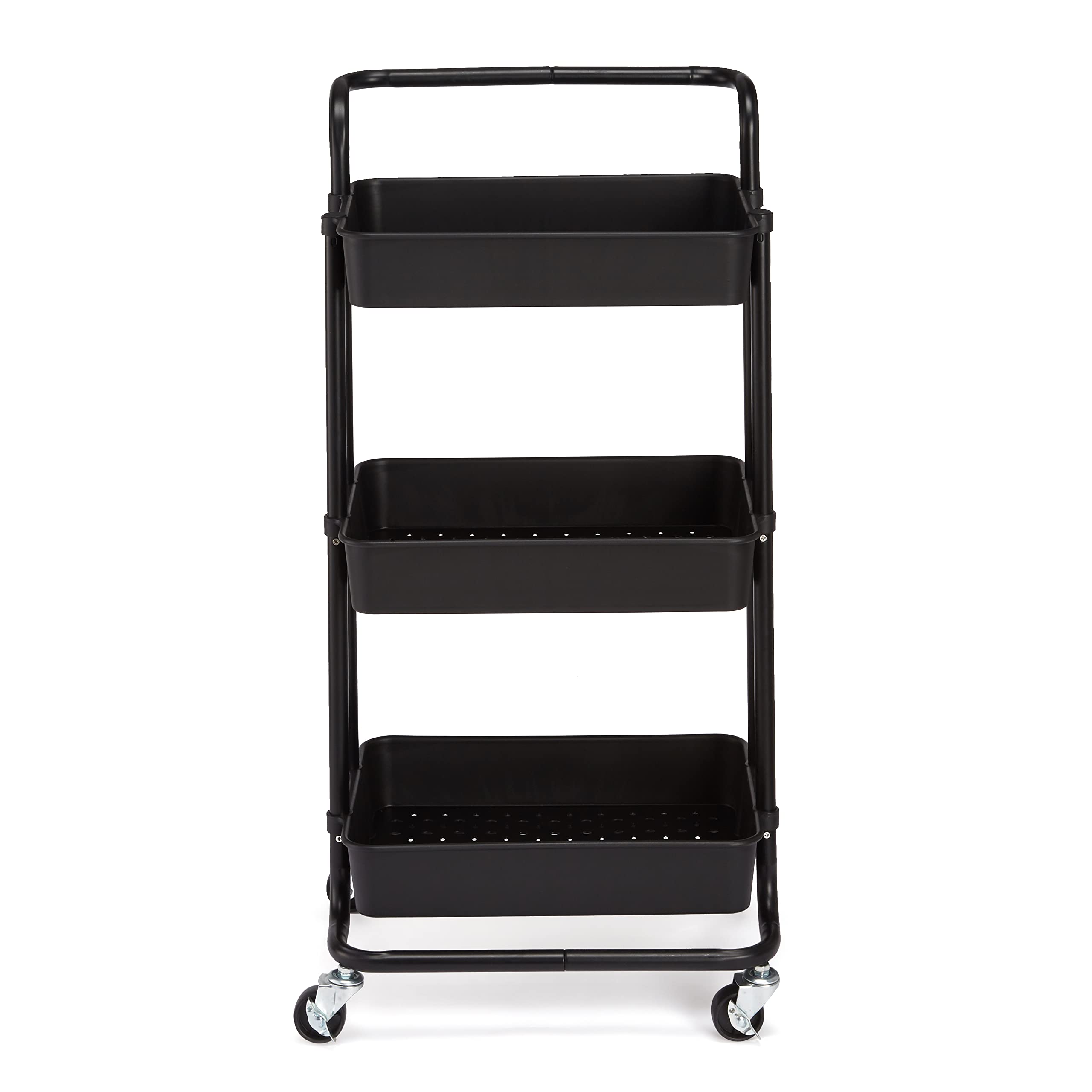 Amazon Basics Carrello 3 Ripiani Nero con Ruote