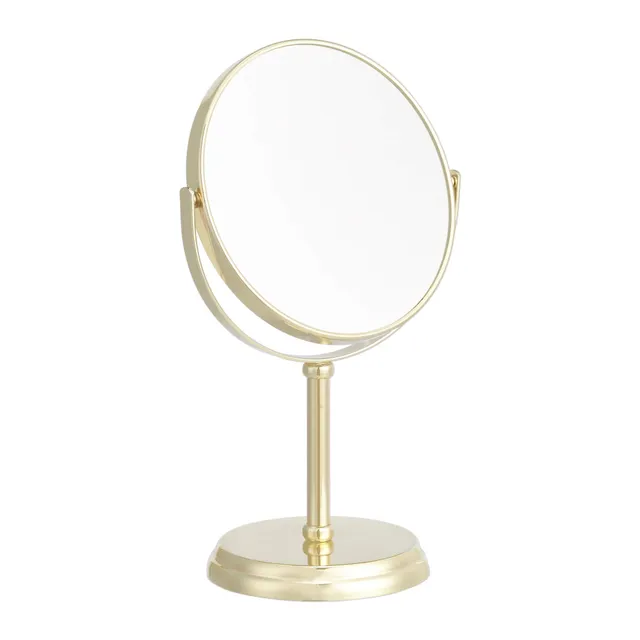 AmazonBasics Specchio Cosmetico Tavolo 1x/5x Oro Bifacciale