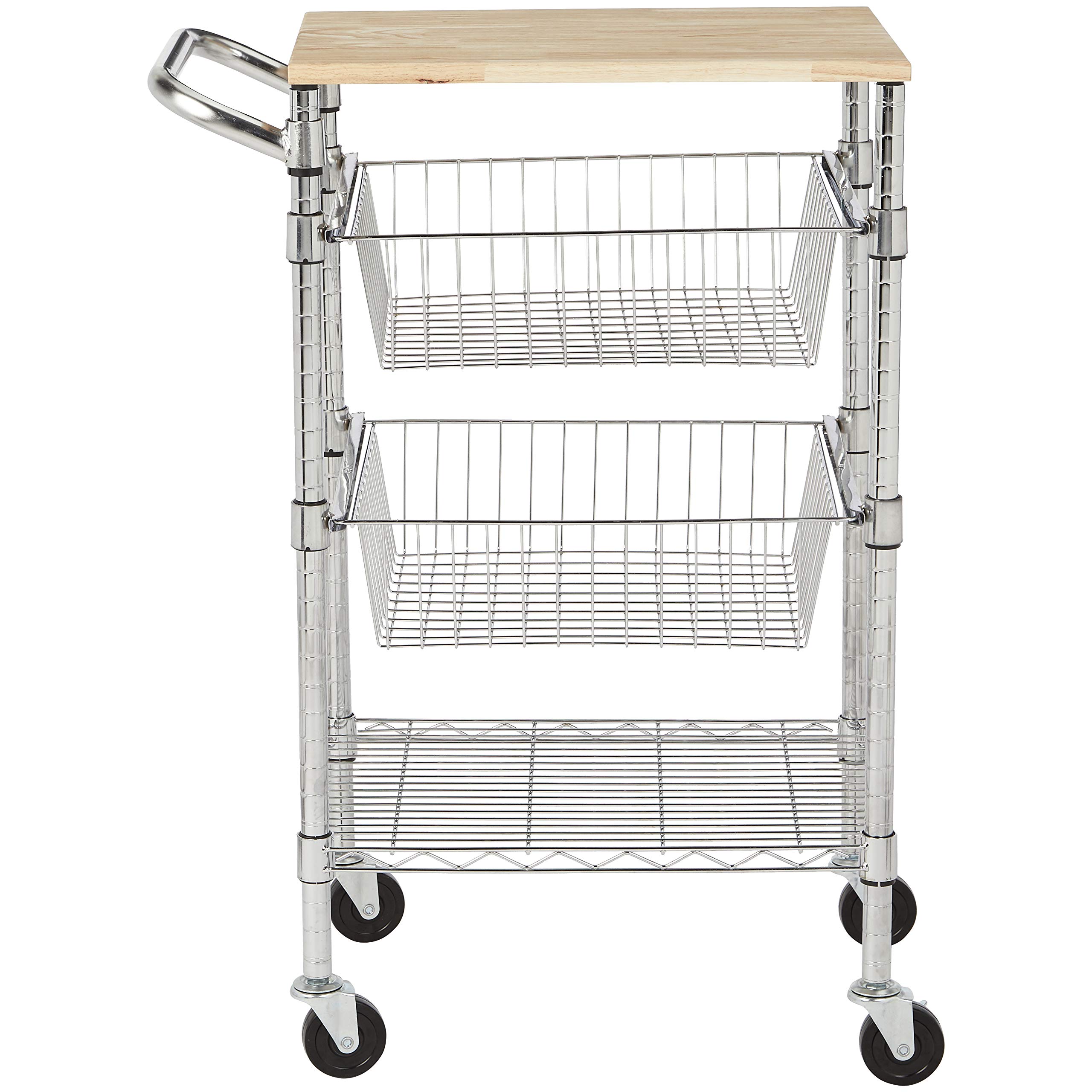 AmazonBasics Carrello cucina 3 ripiani ruote argento