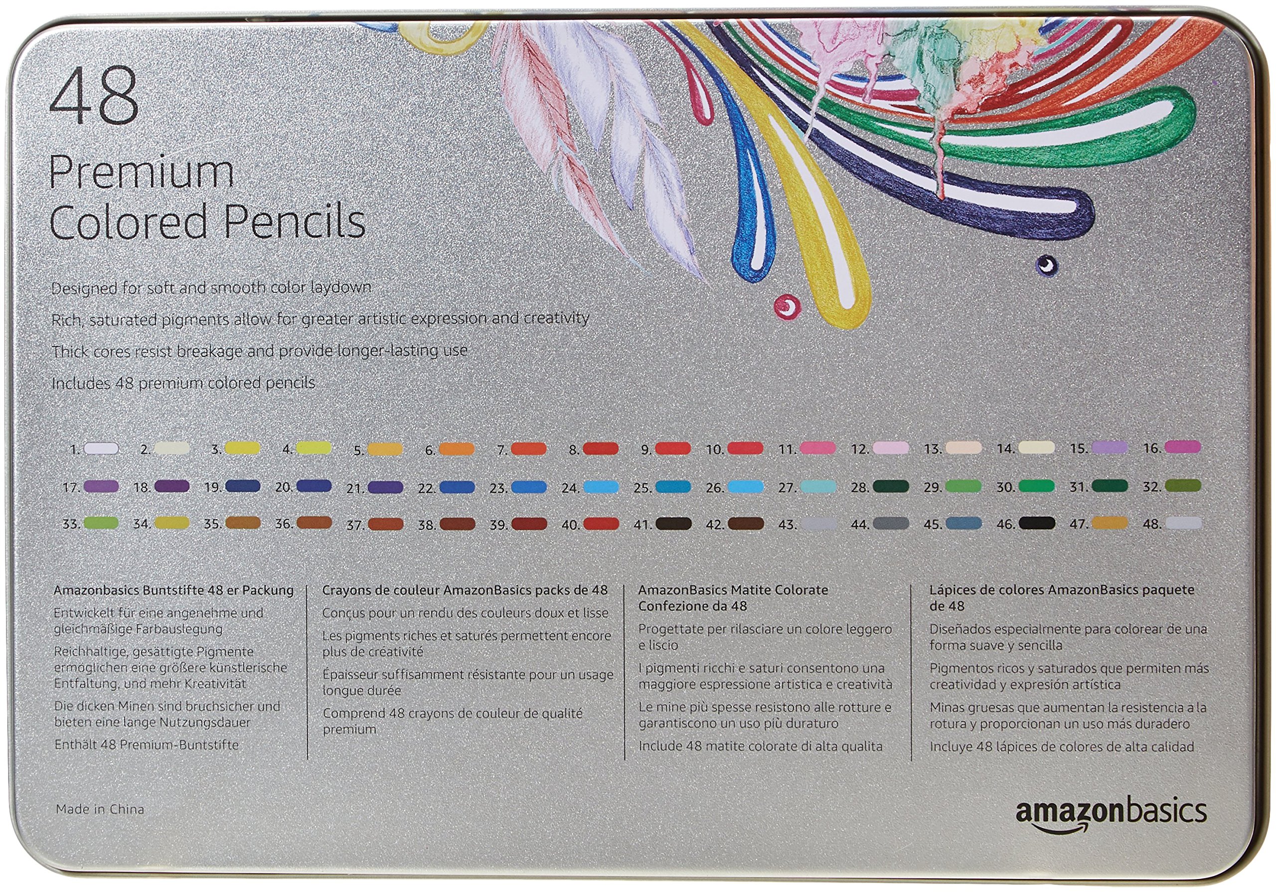 Amazon Basics Matite Colorate 48 Colori Set Scuola e Disegno