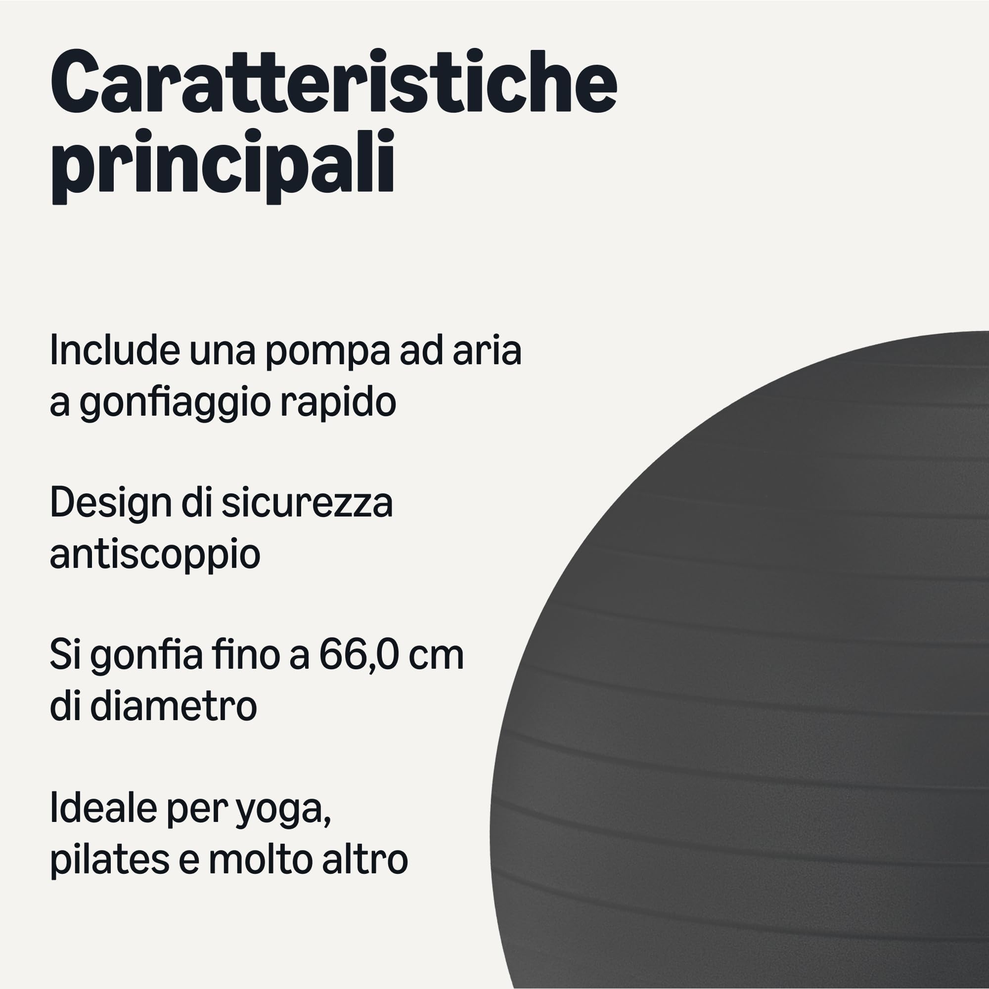 Amazon Basics palla fitness yoga 65 cm nera antiscoppio