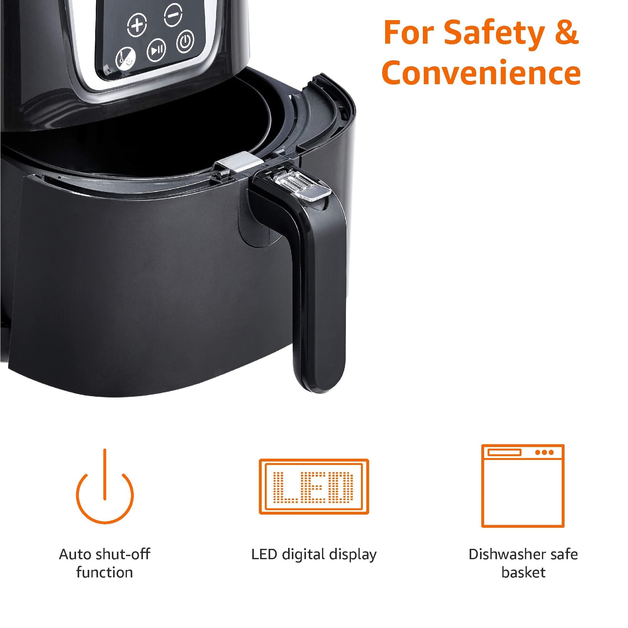 AmazonBasics Vecchio Modello 4L Friggitrice ad Aria Nera Digitale