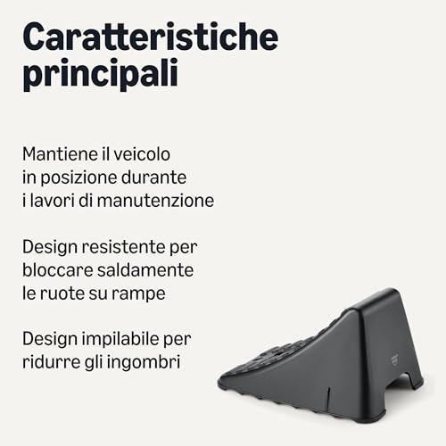 Amazon Basics cunei fermaruote plastica neri confezione da 2