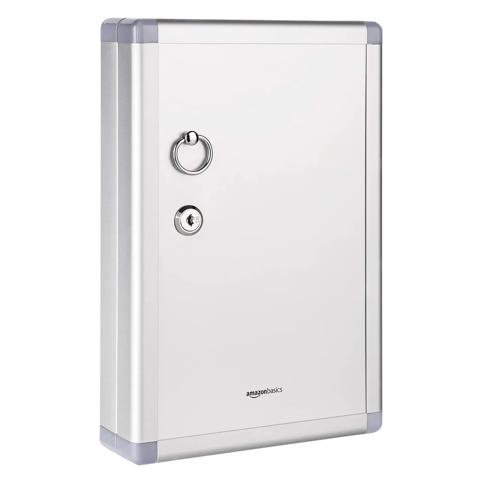 Amazon Basics Cassetta Portachiavi 24 Chiavi Argento Alluminio