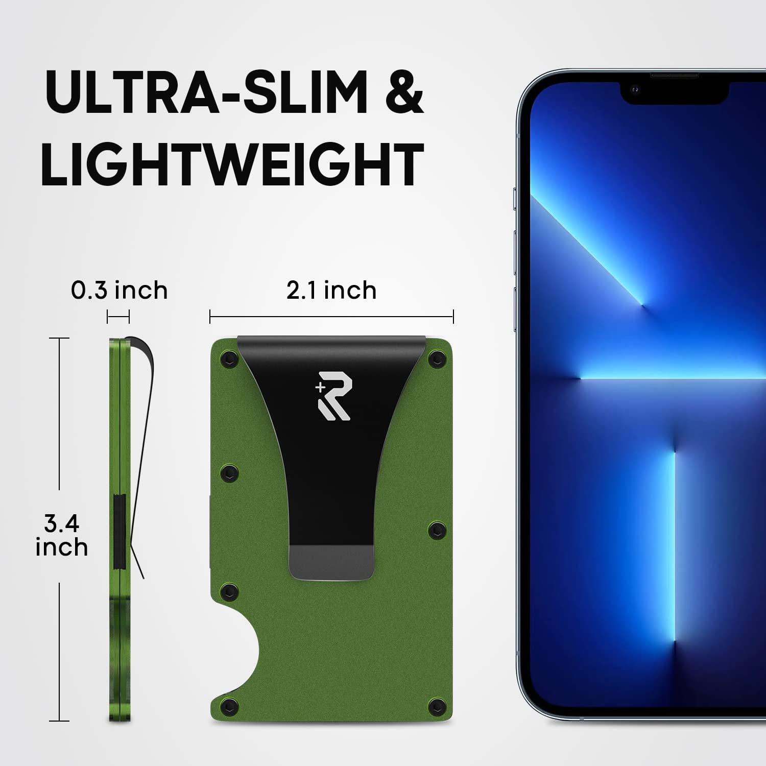 RealPlus Portacarte Uomo RFID Alluminio Verde 15 Carte