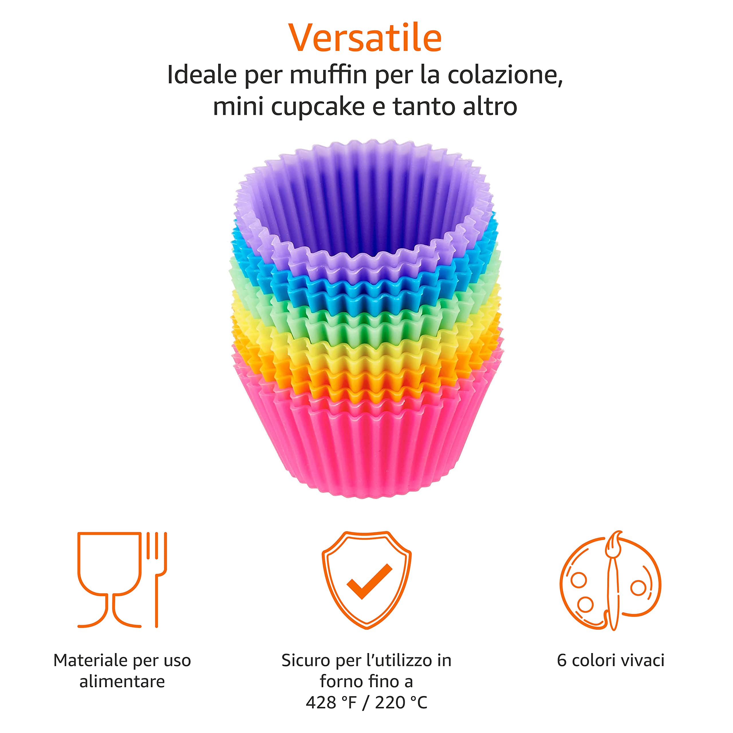 Amazon Basics pirottini in silicone 12 pezzi multicolore