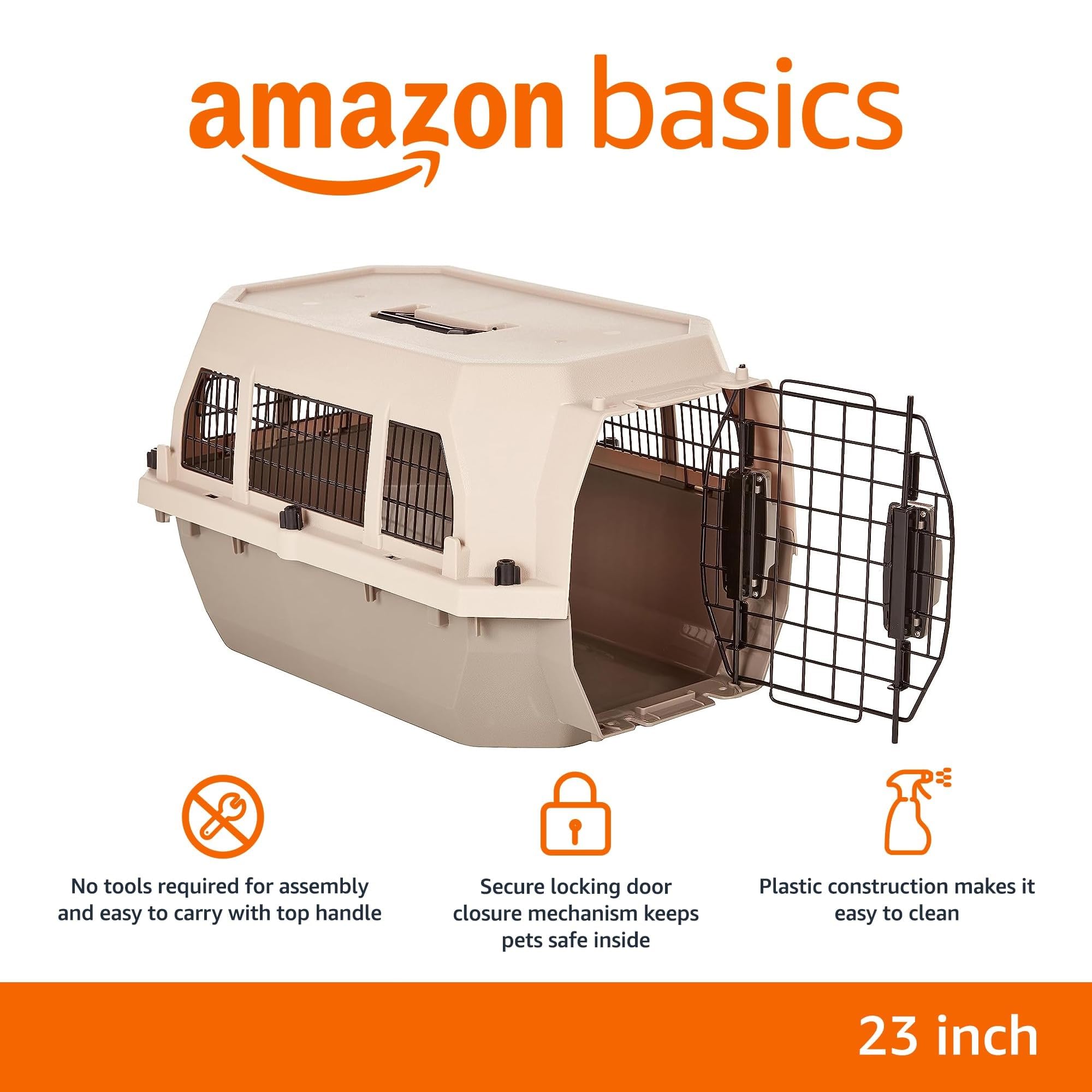 AmazonBasics Trasportino Rigido 60x40x33 cm per Cani e Gatti