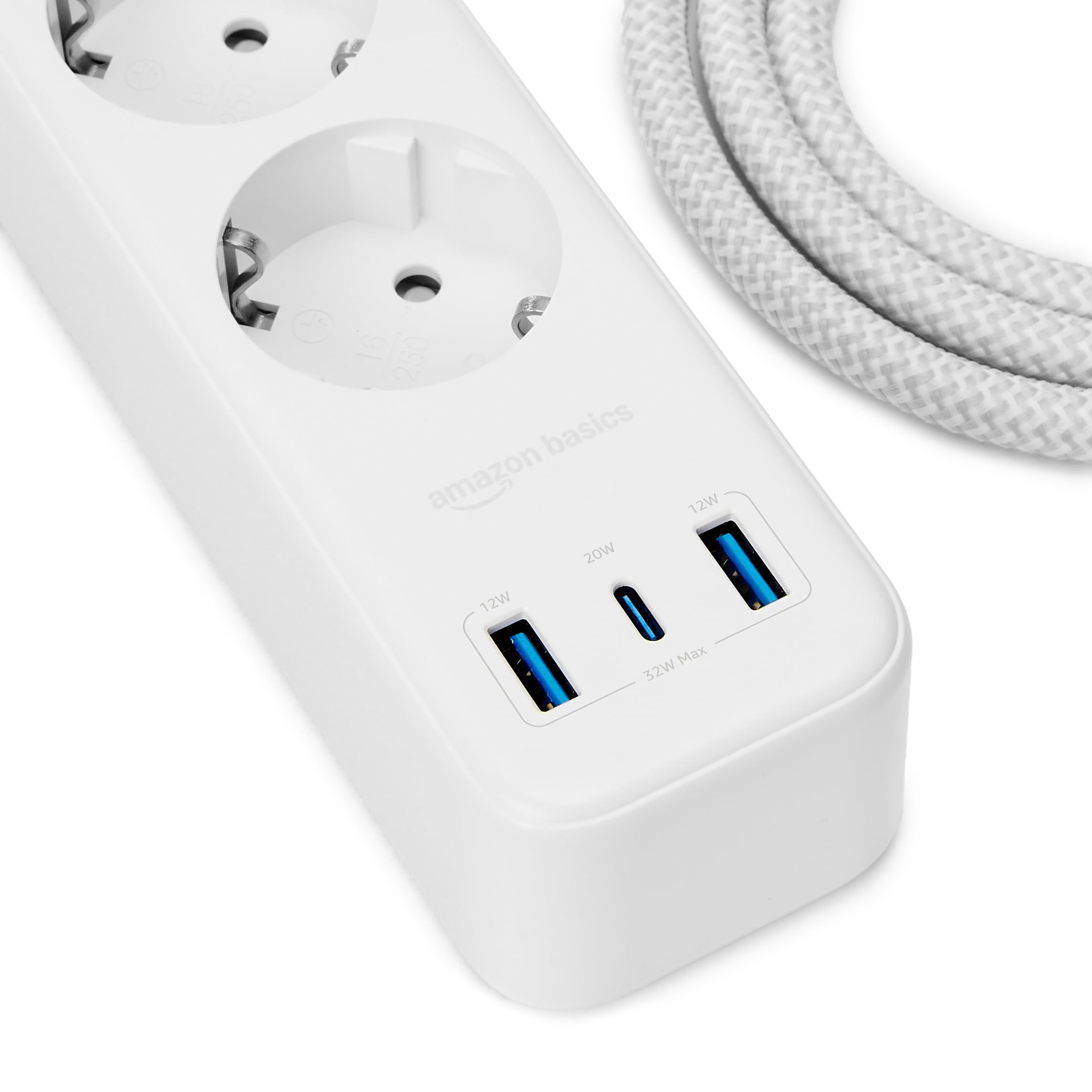 Amazon Basics multipresa 3 vie USB-C ciabatta 1,5m bianco 1050J